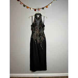 Vintage Peak Evenings beaded high neck gown